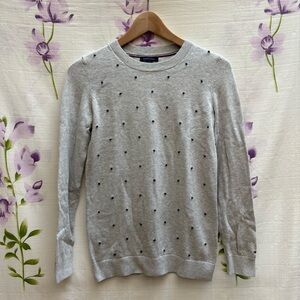 Tommy Hilfiger Gray Polka Dot Textured Crew Neck Sweater